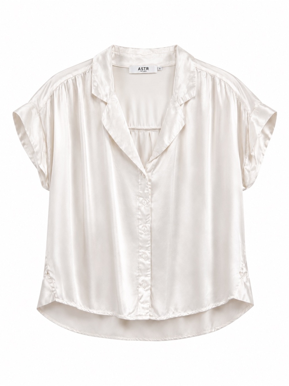 ASTR Callen Top - White Satin Blouse